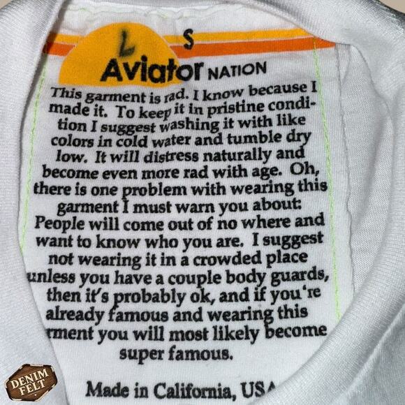 Aviator Nation Smiley Face Logo Graphic Tee White Womens/Teen T-Shirt Size S - Picture 9 of 10